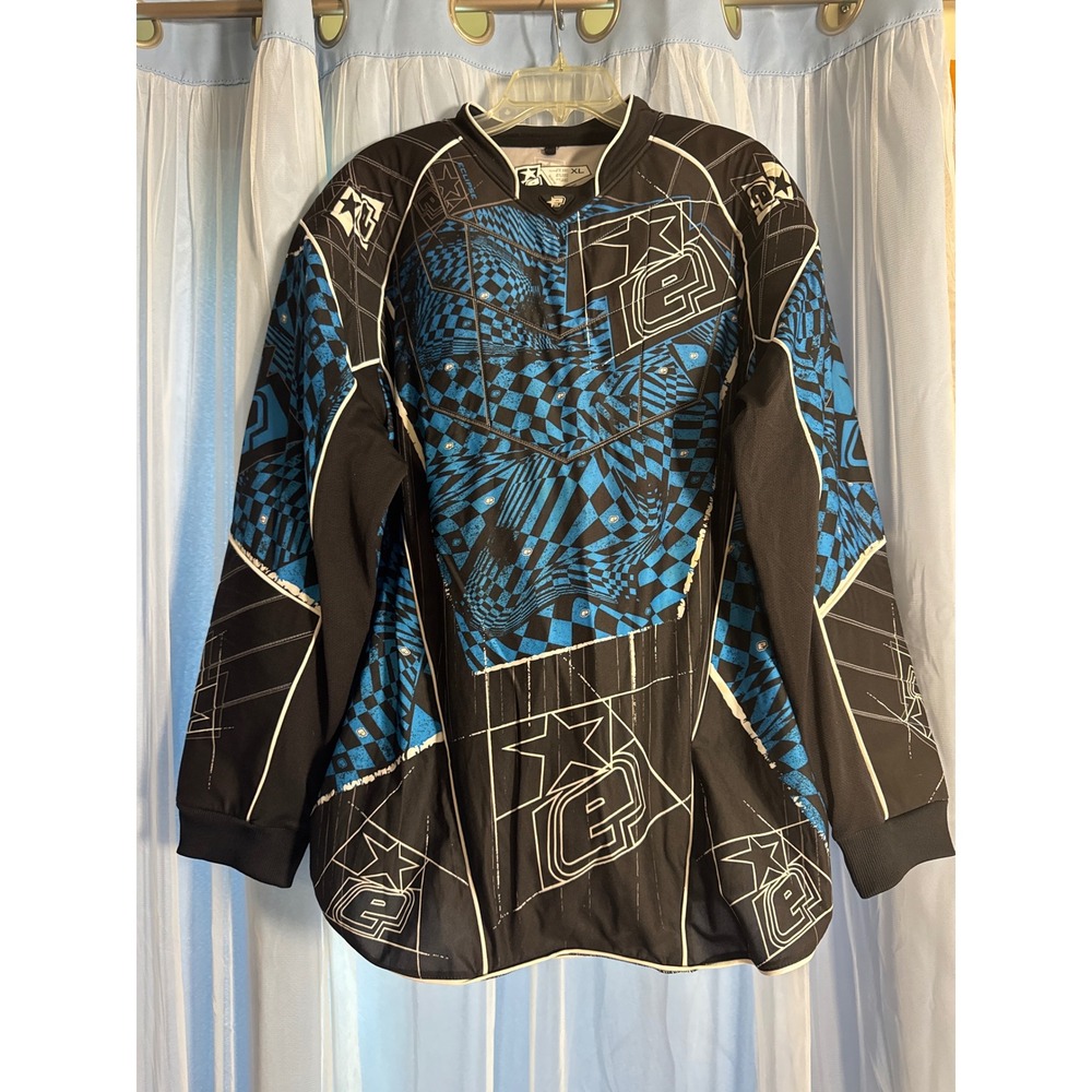 Planet Eclipse Jersey Mens XL Distortion Elusion Black‎ Blue EUC